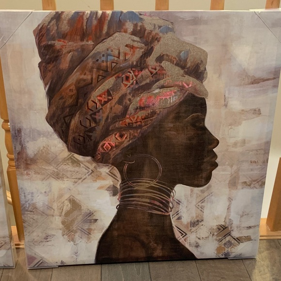 Elegant African Silhouette Wall Art Set - Brown and Cream - Picture 3 of 6